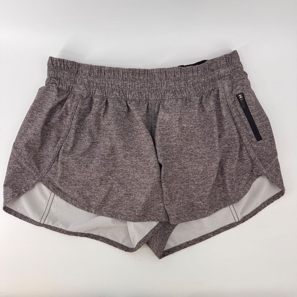 Lululemon Tracker Shorts V 4" Women 12 Grey Heathered Space Dye Athletic Running